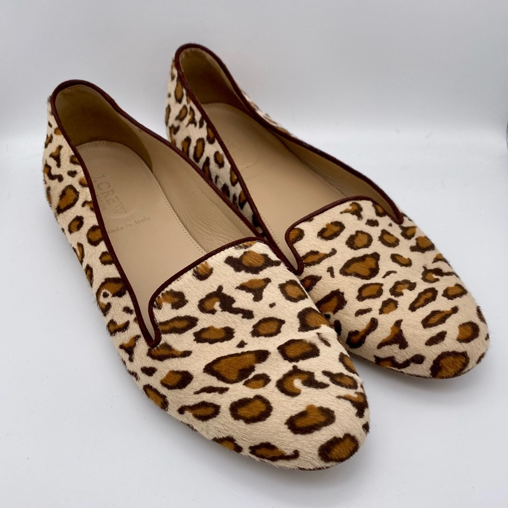 J CREW COLLECTION Calf Hair Leopard Print Cleo Loafers - A0615 - Sz 7